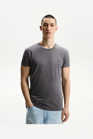 Bershka T-Shirt Mit Kurzen Roll-Up-Ärmeln Und Stickerei Herren Xs Grau