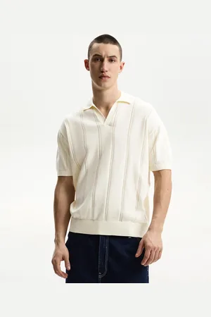 Bershka Poloshirt Mit Kurzen Ärmeln Und Strukturmuster Herren Xs Grbrochenes Weiss