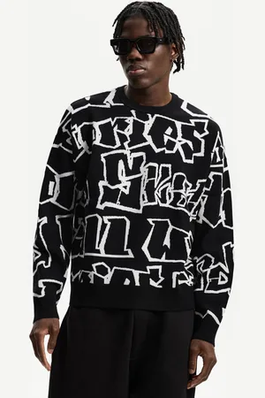 Bershka Pullover Mit Print Herren Xs Weiss / Schwarz