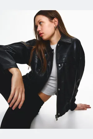 Bershka Kunstlederjacke Damen Xs Schwarz