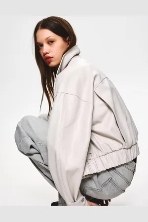 Bershka Kunstlederjacke Damen Xs Rohweiß