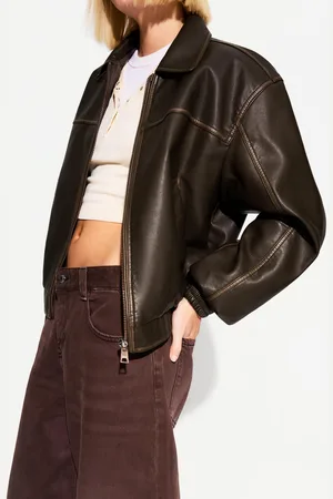 Bershka Kunstlederjacke Damen Xs Braun