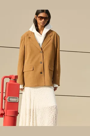 Bershka Blazer Aus Wildlederimitat Damen Xs Camel