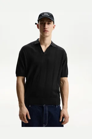 Bershka Poloshirt Mit Kurzen Ärmeln Und Strukturmuster Herren Xs Schwarz