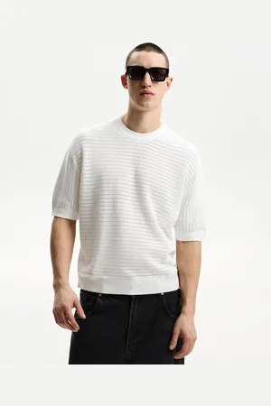Bershka T-Shirt Mit Strukturmuster Herren Xs Weiss
