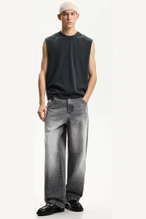 Bershka Superbaggy-Jeans Herren 34 Grau