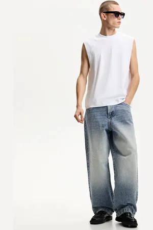 Bershka Superbaggy-Jeans Herren 32 Ausgewaschenes Blau