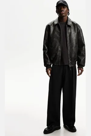 Bershka Tailored-Super-Baggy-Hose Herren 34 Schwarz