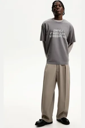 Bershka Tailored-Super-Baggy-Hose Herren 34 Nerzfarbe
