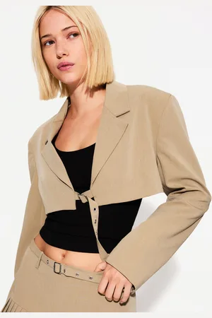 Bershka Cropped-Blazer Damen Xs Sandfarbe
