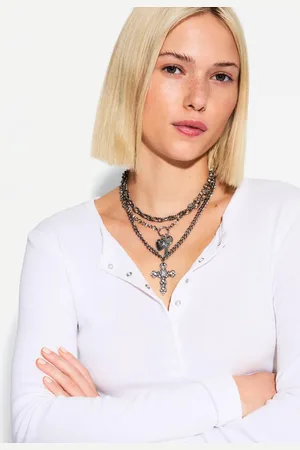 Bershka 3er-Pack Halsketten Mit Anhänger Damen Silber