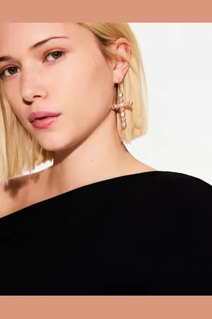 Bershka Ohrringe Mit Kreuz Damen Gold
