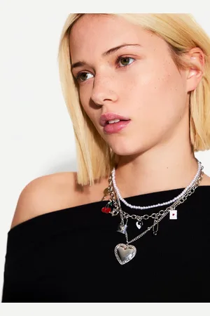 Bershka 3er-Pack Halsketten Mit Anhänger Damen Silber