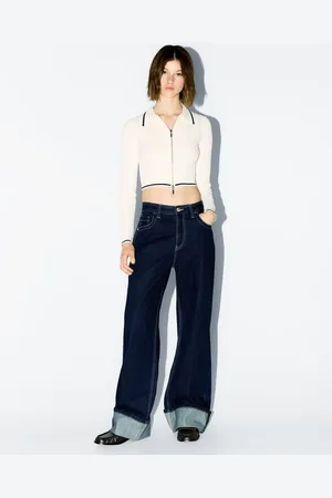 Bershka Jacke Mit Reißverschluss Poloshirtkragen Und Flechtmuster Damen Xs Rohweiß