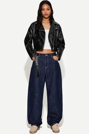 Bershka Bikerjacke Aus Kunstleder Damen Xs Schwarz