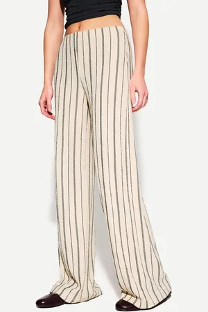 Bershka Wide Leg Hose Damen Xs Rohweiß