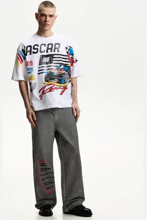 Bershka Baggyhose Nascar Herren 36 Grau