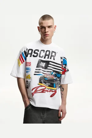 Bershka T-Shirt Nascar Mit Kurzen Ärmeln Und Print Herren Xs Weiss