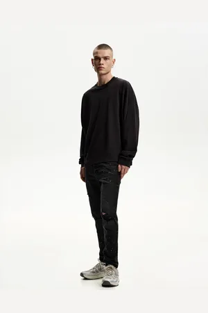Bershka Super Skinny Jeans Mit Rissen Herren 34 Schwarz
