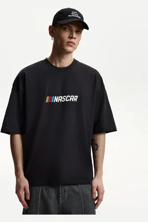 Bershka T-Shirt Nascar Mit Kurzen Ärmeln Und Print Herren Xs Grau