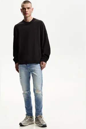Bershka Super Skinny Jeans Mit Rissen Herren 36 Ausgewaschenes Blau