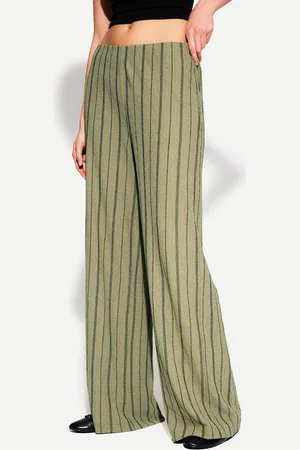 Bershka Wide Leg Hose Damen Xs Khaki