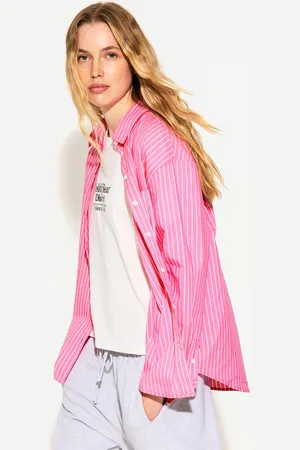Bershka Oversize-Popelinhemd Damen Xs Fuchsia