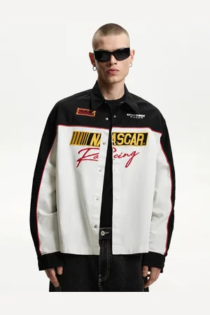 Bershka Boxy-Fit-Hemd Nascar Mit Langen Ärmeln Und Print Herren S Schwarz