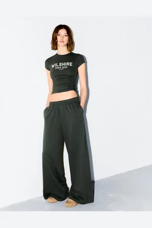 Bershka Super-Wide-Leg-Plüschhose Damen Xs Khaki