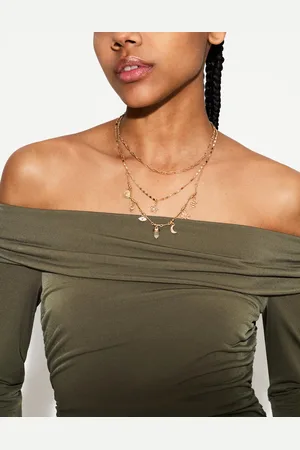 Bershka 4er-Pack Halsketten Mit Anhängern Damen Gold