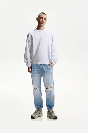 Bershka Jogger-Jeans Mit Zierrissen Herren Xs Ausgewaschenes Blau
