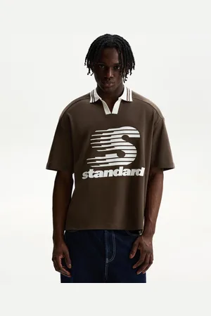 Bershka Kurzärmliges Poloshirt Mit Print Herren S Braun