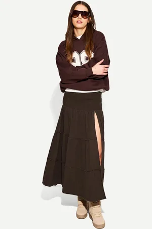 Bershka Midirock Damen Xs Braun