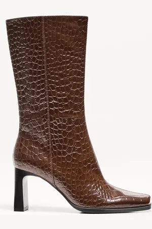 Bershka Absatzstiefel Mit Animalprint Und Halbhohem Schaft Damen 36 Braun