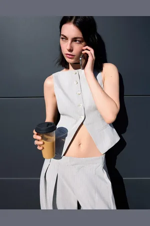 Bershka Körpernah Geschnittene Weste Damen Xs Dunkelgrau