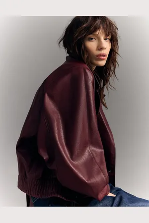 Bershka Kunstlederjacke In Wickeloptik Damen M Bordeaux