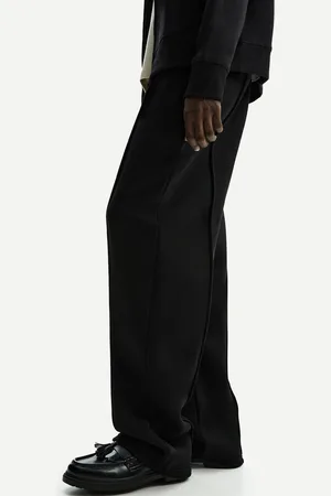 Bershka Wide Leg Plüschhose Herren Xs Schwarz