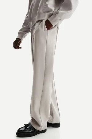 Bershka Wide Leg Plüschhose Herren Xs Grau
