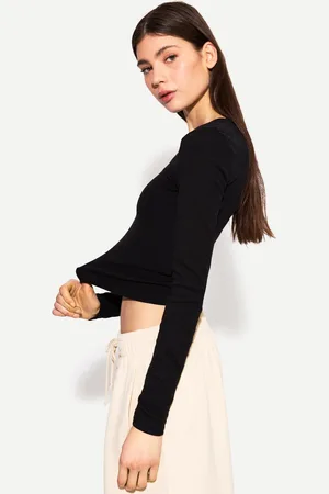 Bershka Langarmshirt Damen Xs Schwarz