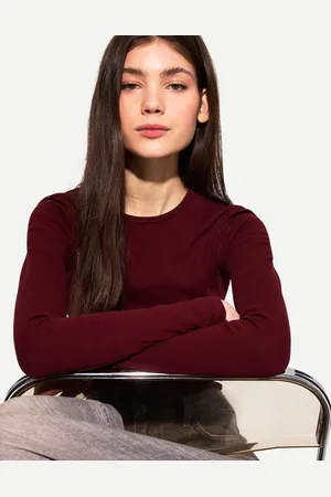 Bershka Langarmshirt Damen Xs Bordeaux