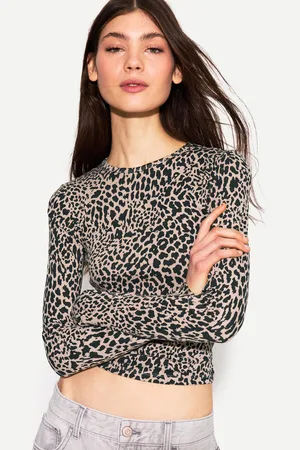 Bershka Langarmshirt Damen Xs Sandfarbe