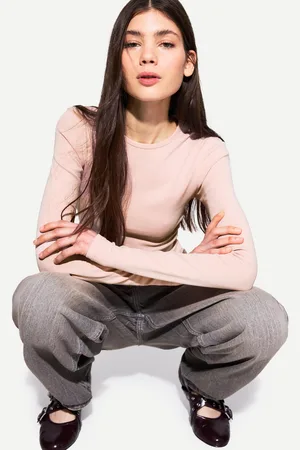 Bershka Langarmshirt Damen Xs Rosa