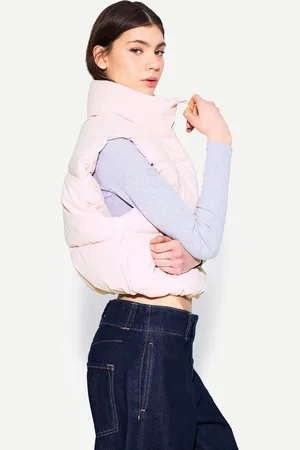 Bershka Gesteppte Cropped-Weste Damen Xs Rosa