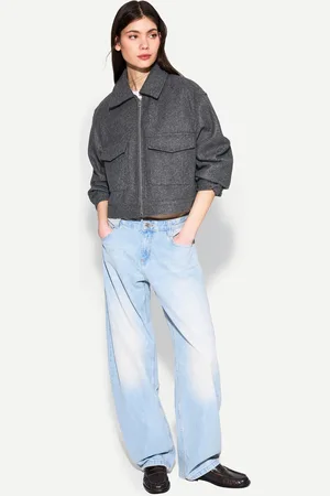 Bershka Soft-Cropped-Jacke Damen Xs Dunkelgrau