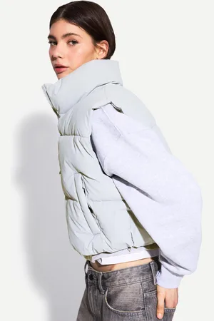 Bershka Gesteppte Cropped-Weste Damen Xs Hellblau