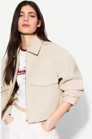 Bershka Soft-Cropped-Jacke Damen Xs Rohweiß