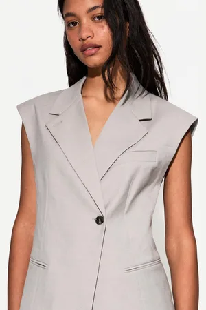 Bershka Lange Weste Damen Xs Grau