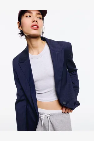 Bershka Blazer Mit Knopf Damen Xs Marinenblau