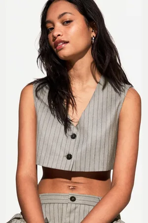Bershka Cropped-Weste Damen Xs Grau