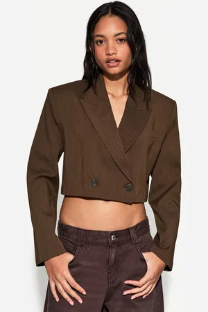 Bershka Blazer Im Boxy-Fit Mit Doppelter Knopfleiste Damen Xs Braun